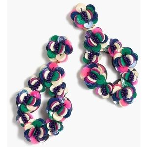 J.Crew Leather Back Sequin Statement Earrings